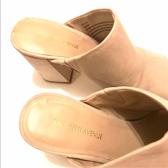 SAKS FIFTH AVENUE | Cream Slide-on Mules (6) - Picture 2 of 6